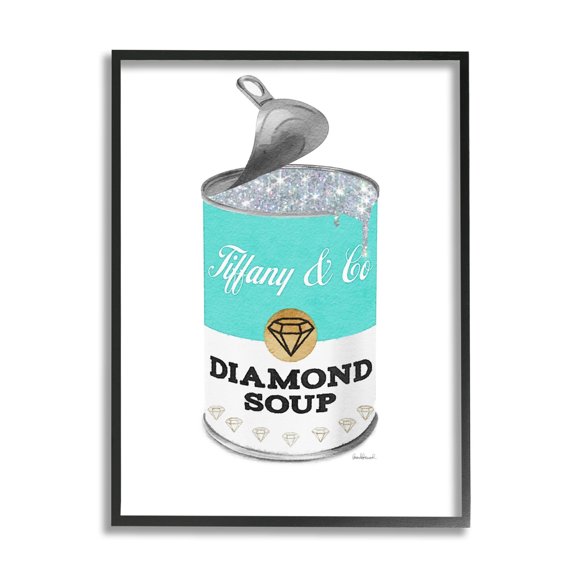 Stupell Industries Blue Pop Fashion Condensed Soup Glam Open Lid Framed Wall Art